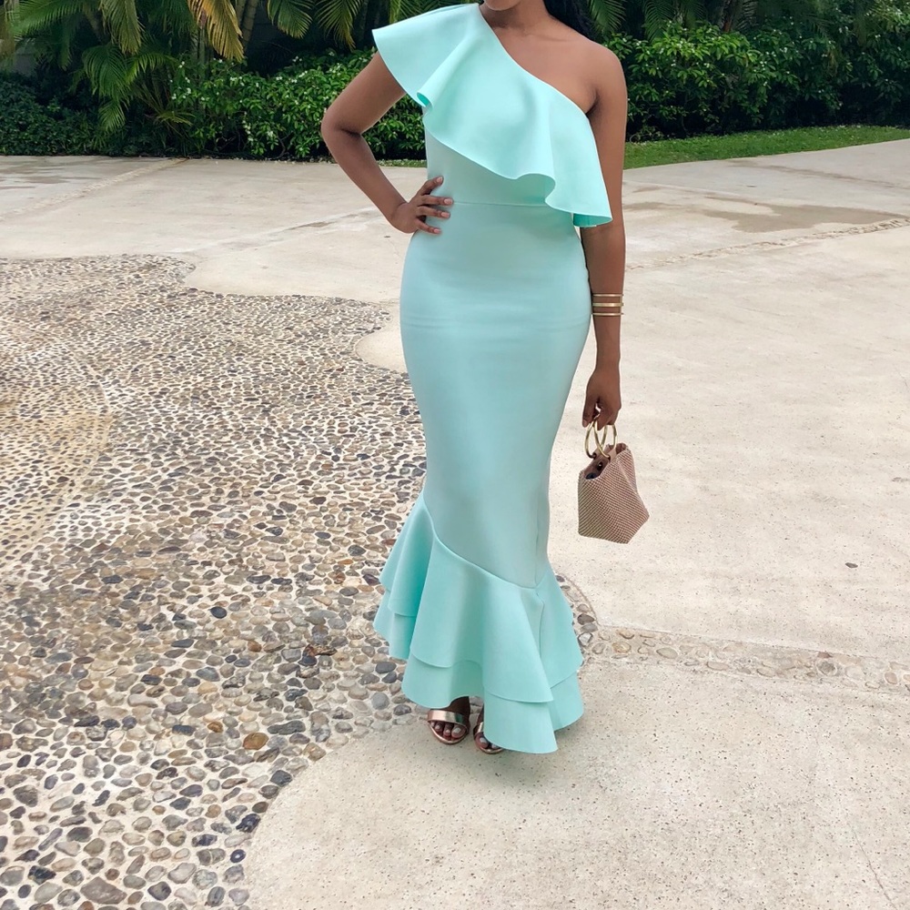 Teal mermaid gown